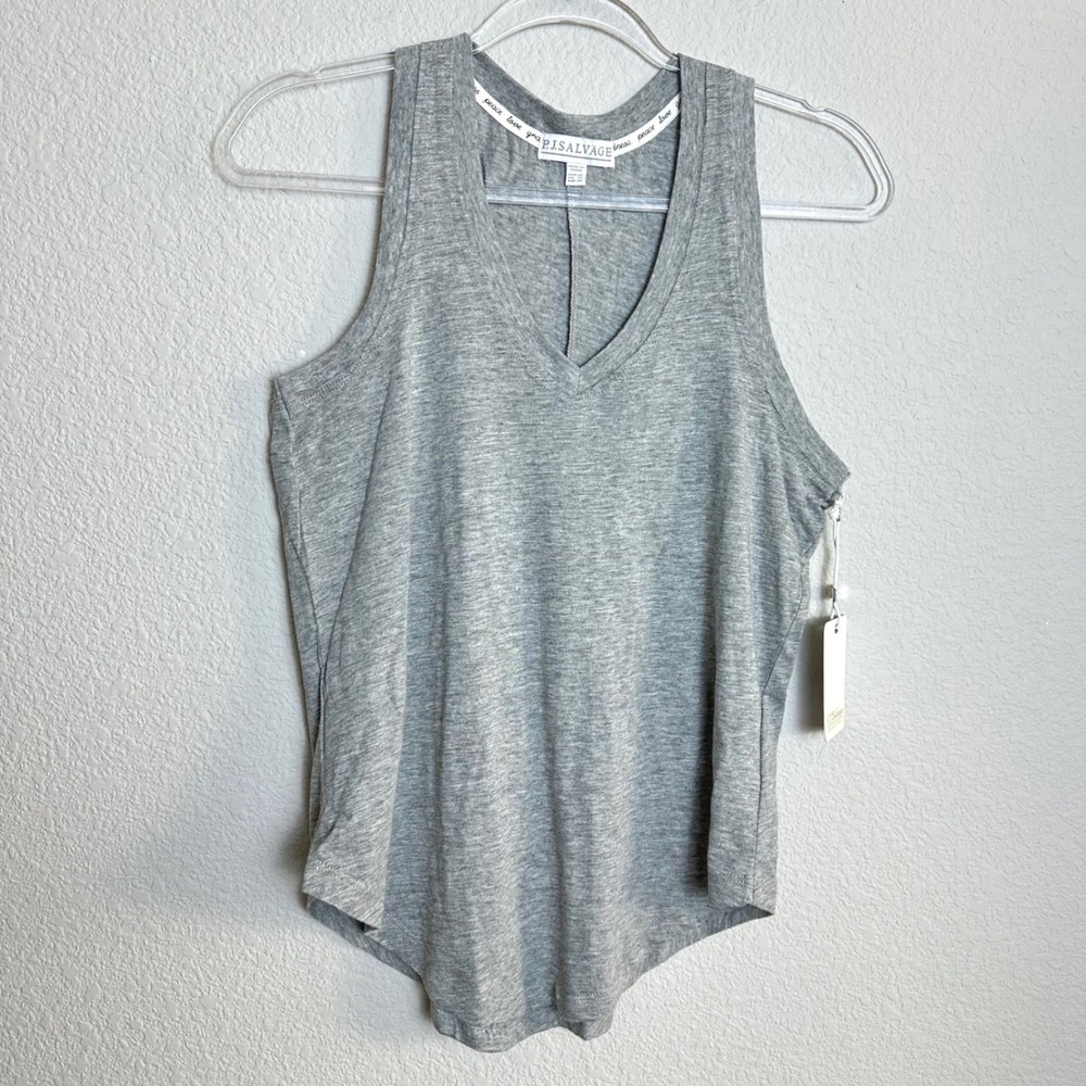 PJ Salvage Womens Heather Grey V-Neck Racerback Tank Top Lounge Size XS NEW